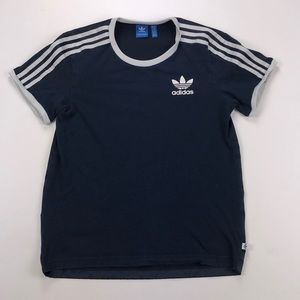 Navy Blue Adidas T-Shirt w/Nylon Back Panel
